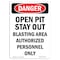 Signmission Safety Sign, OSHA Danger, 10" Height, Portrait Open Pit Blasting Area, Portrait OS-DS-D-710-V-1899 - alternate 1